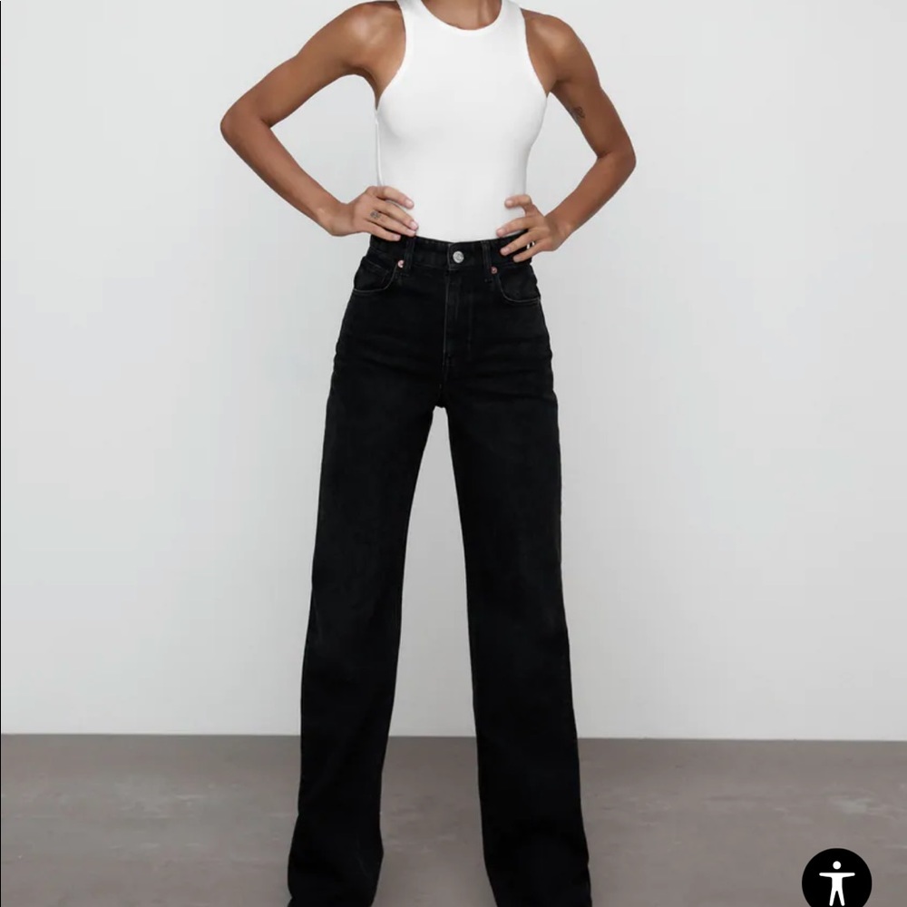 Zara size 12 black wide leg jean